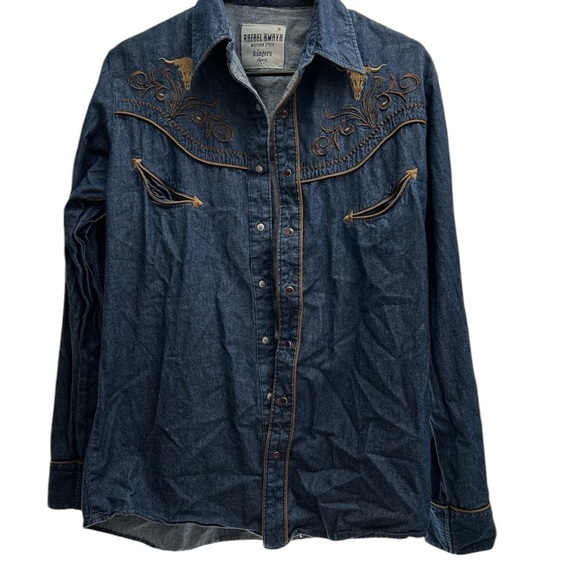 Rafael Amaya Ranger Denim Western Shirt with Embroidery - Picture 1 of 7